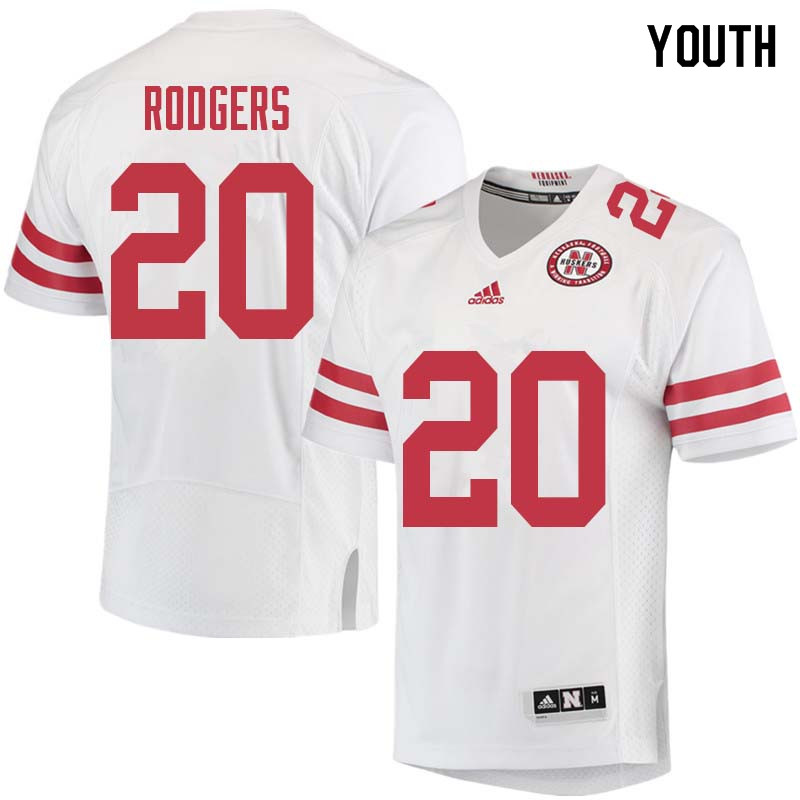 Youth #20 Johnny Rodgers Nebraska Cornhuskers College Football Jerseys Sale-White - Click Image to Close